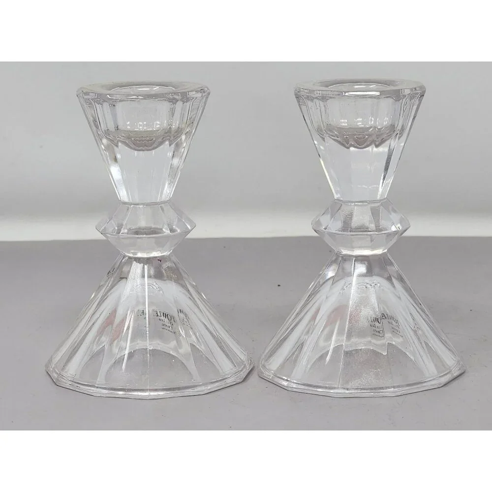 Vintage Towle‎ Pair Of Fine Lead Crystal Taper Candle Holders Elegant Design